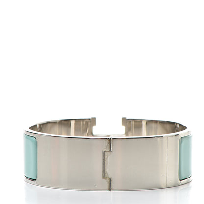 Hermes Enamel Wide Clic Clac H Bracelet GM Lagon White 3 of 6