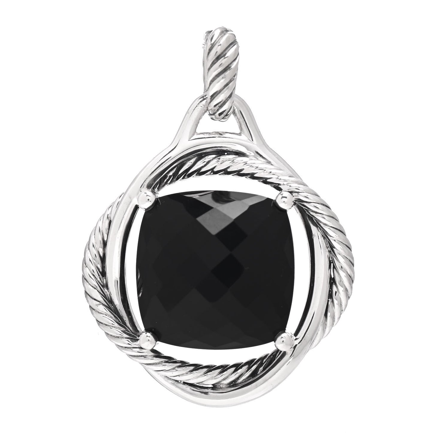 Sterling Silver Black Onyx 17mm Infinity Pendant