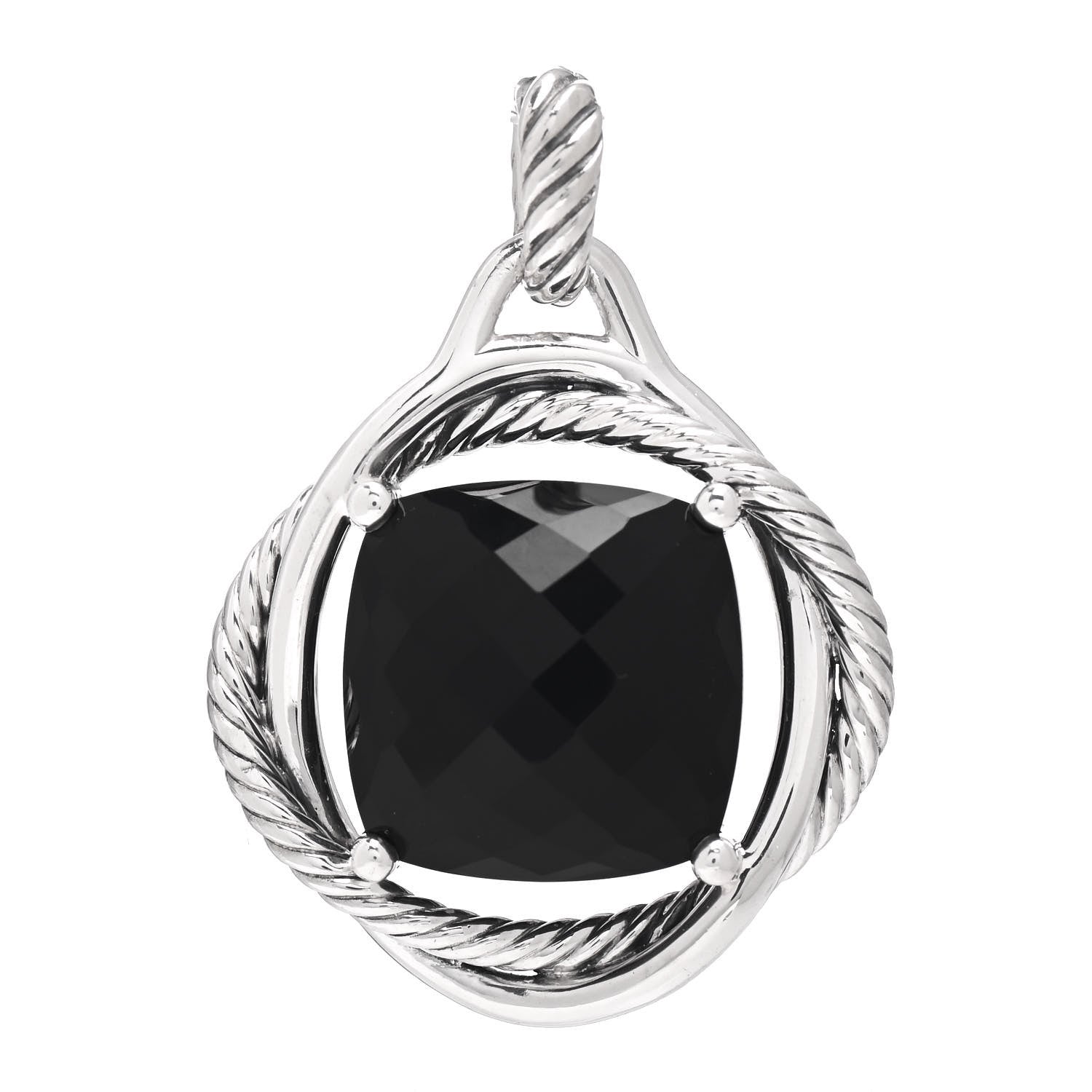 David Yurman Sterling Silver Black Onyx 17mm Infinity Pendant 1 of 3