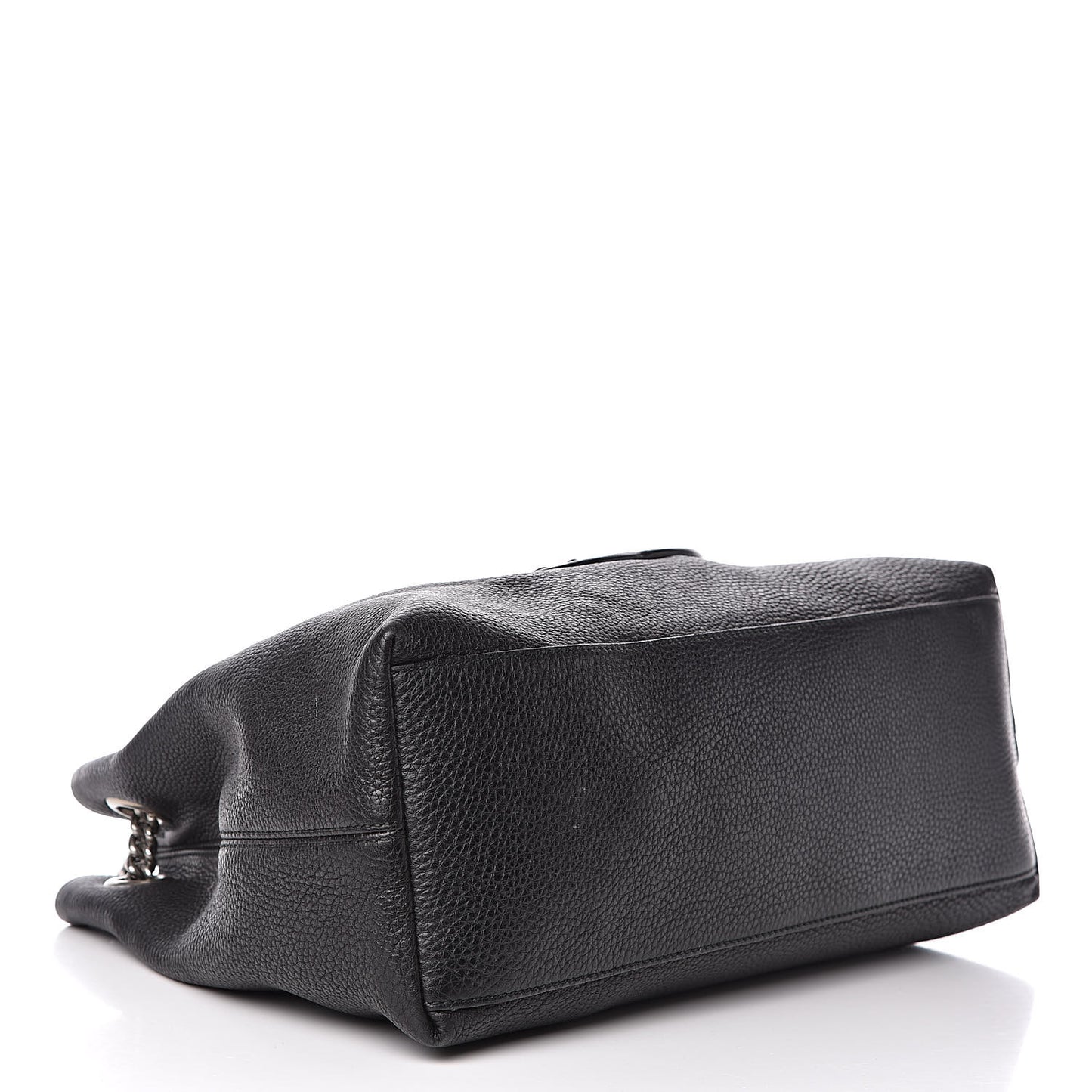 Pebbled Calfskin Studded Medium Soho Chain Shoulder Bag Black
