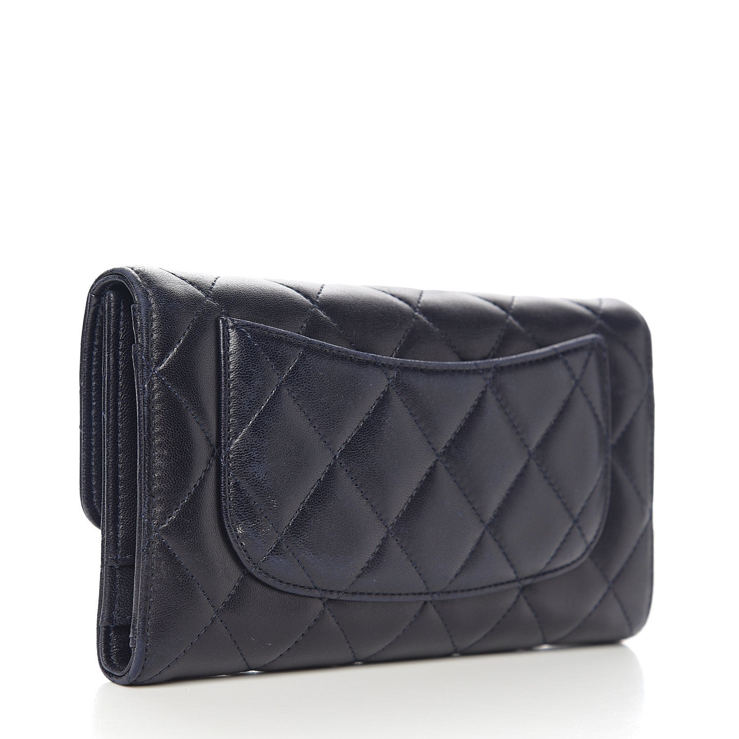 Chanel Lambskin Quilted Large Flap Wallet Black 2 of 9