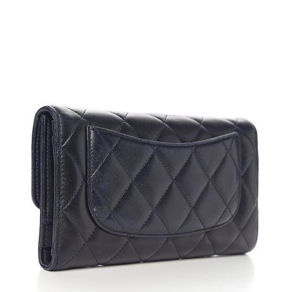 Chanel Lambskin Quilted Large Flap Wallet Black 2 of 9