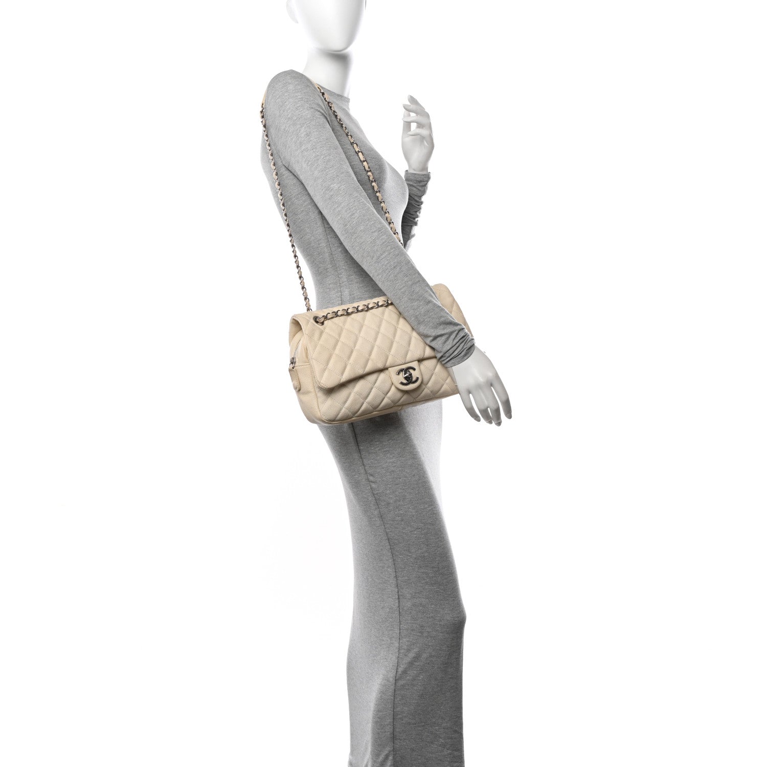 Chanel Caviar Quilted Jumbo Easy Flap Beige 2 of 16