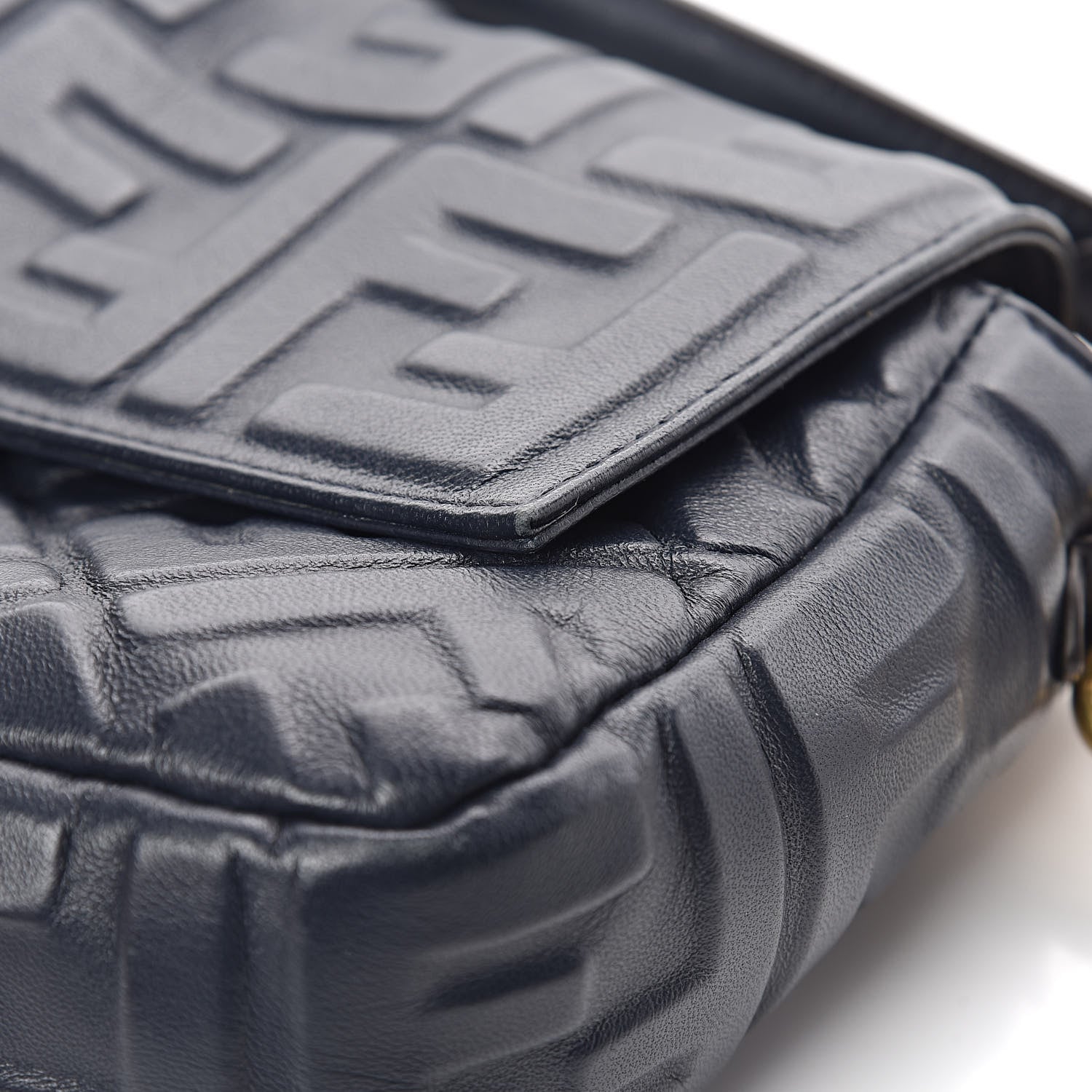 Fendi Nappa FF 1974 Embossed Baguette Midnight 8 of 11