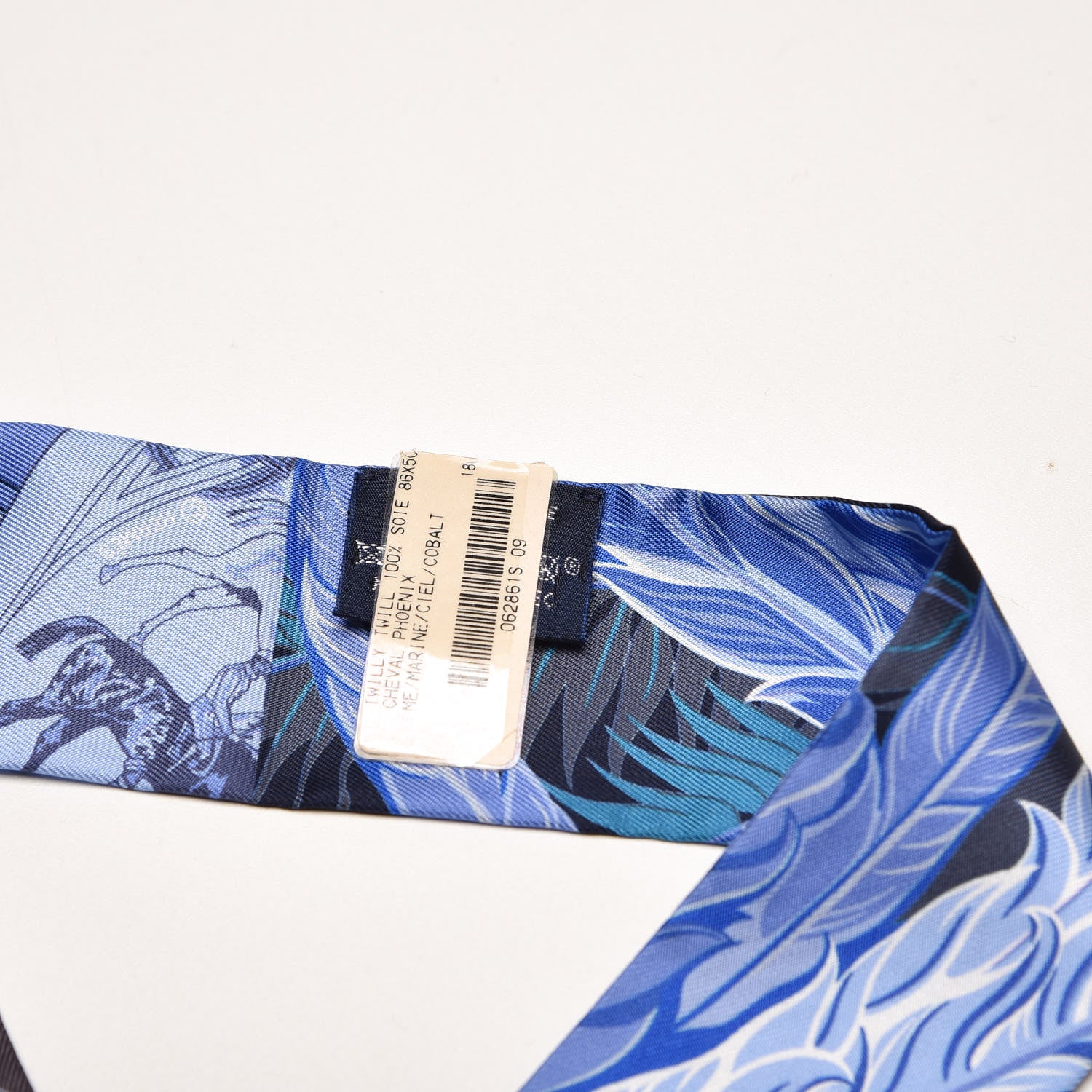 Hermes Silk Cheval Phoenix Twilly Marine Ciel Cobalt 5 of 5