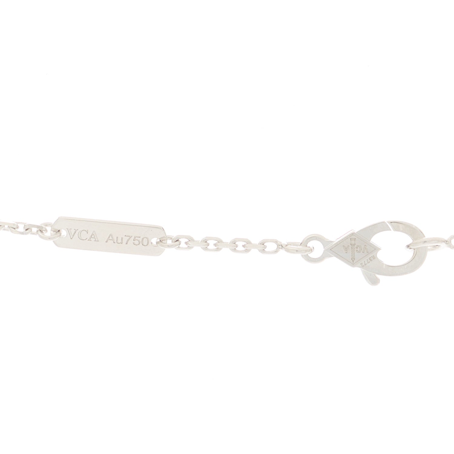 Van Cleef & Arpels 18K White Gold Diamond Celadon Green Sevres Porcelain Vintage Alhambra Pendant Necklace 6 of 6