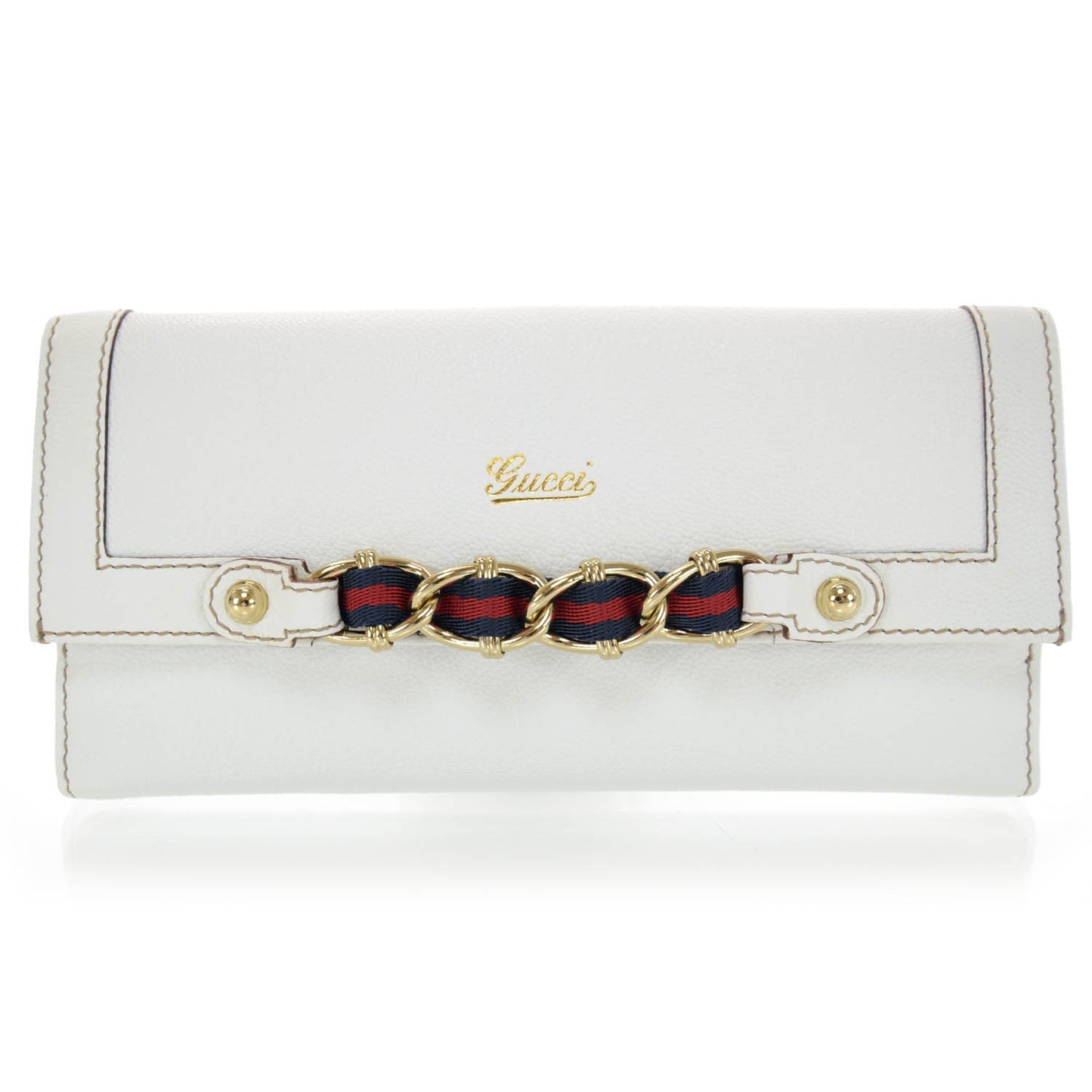 Leather Capri Continental Wallet White