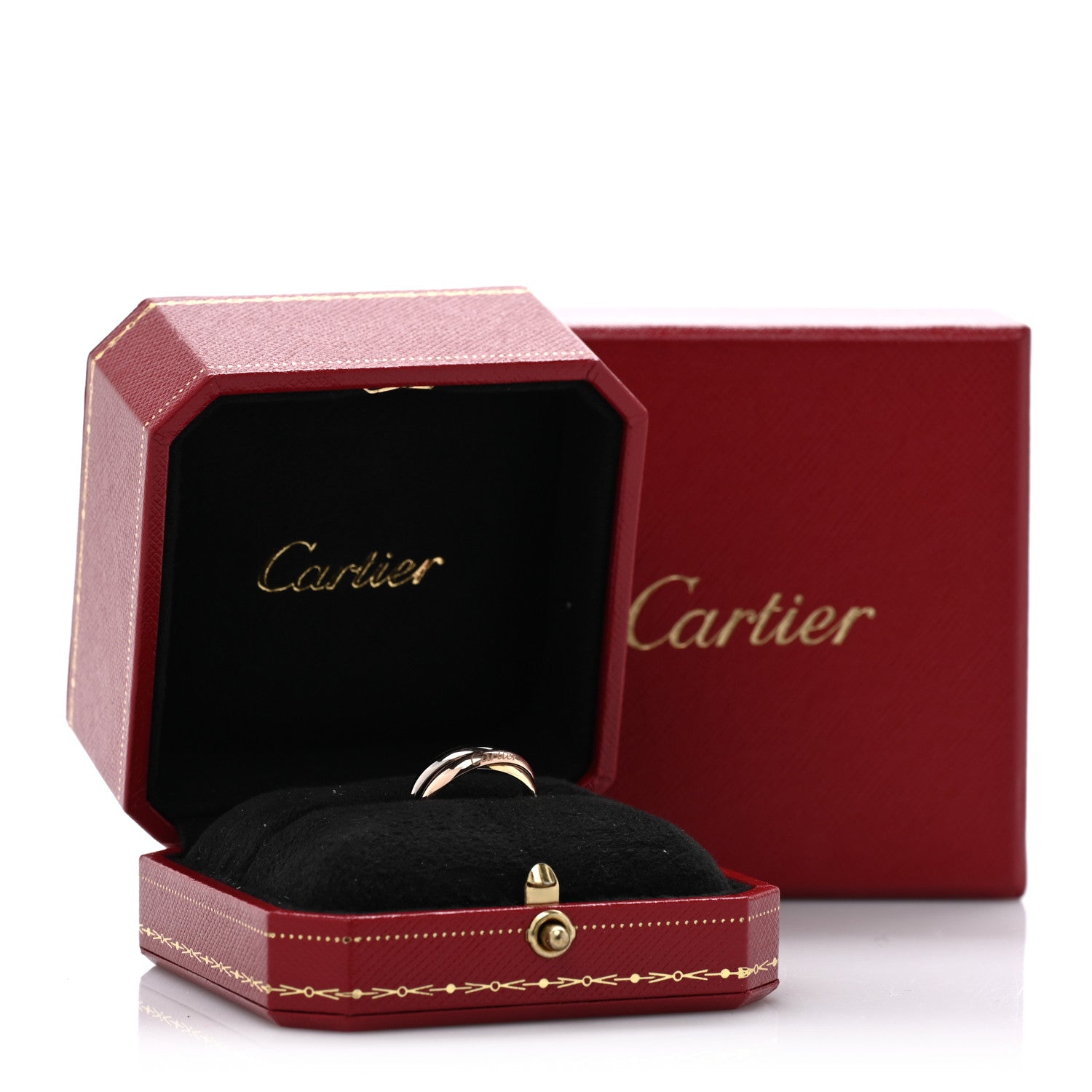 Cartier 18K Pink Yellow White Gold Small Trinity Ring 47 4 5 of 5