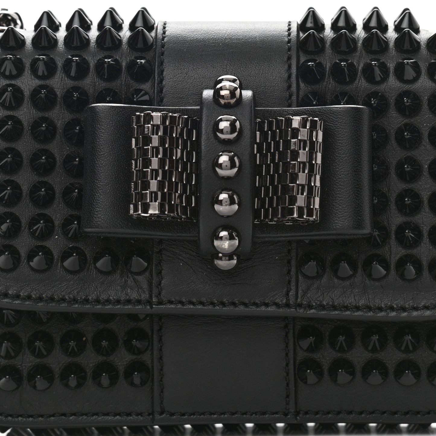 Calfskin Spikes Sweety Charity Crossbody Bag Black