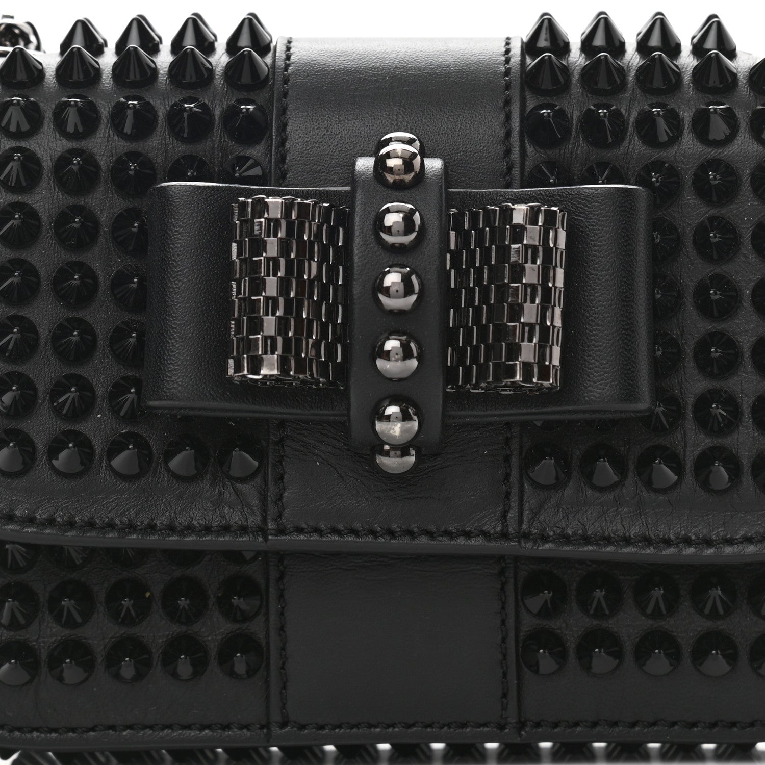Christian Louboutin Calfskin Spikes Sweety Charity Crossbody Bag Black 8 of 12