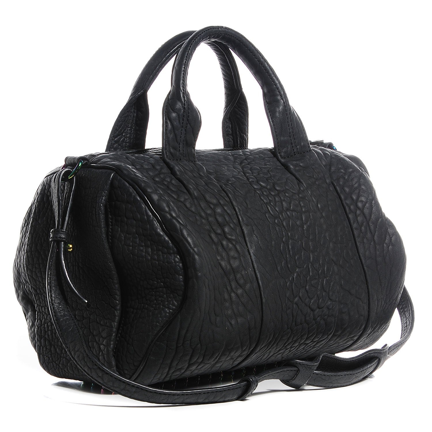 Alexander Wang Pebbled Lambskin Rocco Matte Black Iridescent Hardware 3 of 9
