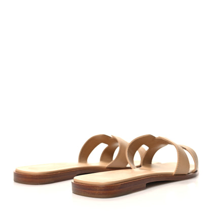 Hermes Calfskin Oran Sandals 39.5 Beige Albinos 4 of 9