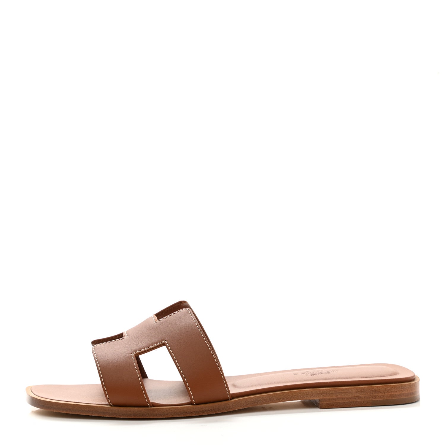 Hermes Box Calfskin Oran Sandals 37 Gold 1 of 10