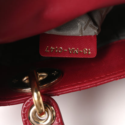 Christian Dior Lambskin Cannage Mini Lady Dior Red 6 of 9