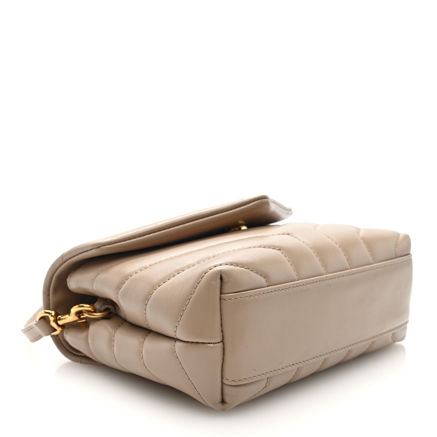Saint Laurent Calfskin Y Quilted Monogram Toy Loulou Crossbody Bag Dark Beige 4 of 9