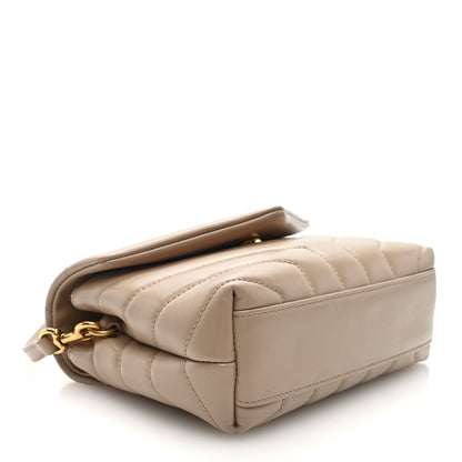 Saint Laurent Calfskin Y Quilted Monogram Toy Loulou Crossbody Bag Dark Beige 4 of 9