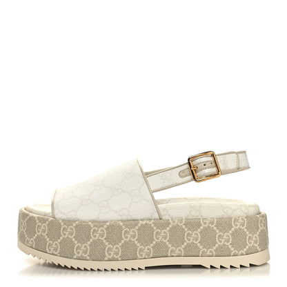 Gucci GG Supreme Monogram Angelina Platform 35mm Slingback Sandals 36 White Mystic White 1 of 9