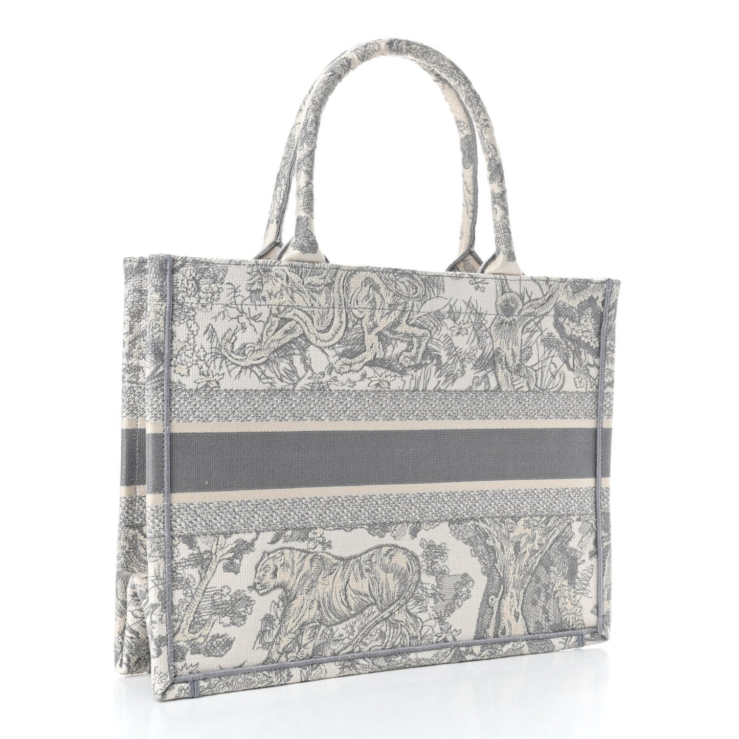 Canvas Embroidered Medium Dioriviera Toile De Jouy Book Tote Gray