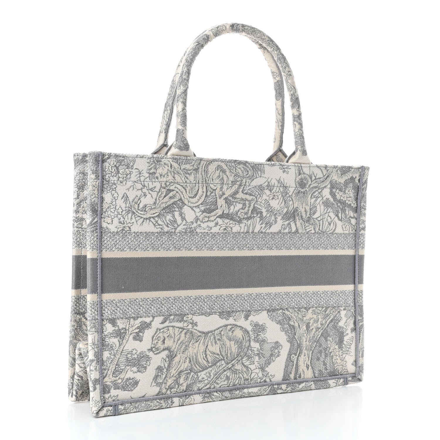 Christian Dior Canvas Embroidered Medium Dioriviera Toile De Jouy Book Tote Gray 2 of 4