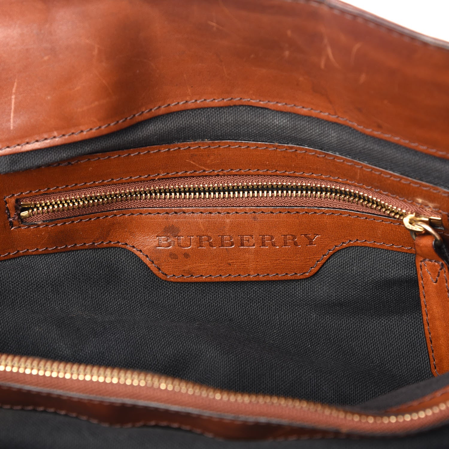 Burberry House Check Bridle Calfskin Medium Lynher Tote Dark Tan 9 of 14