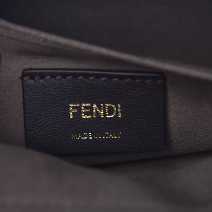Fendi Vitello Grace Glazed Fabric FF 1974 Double F Shoulder Bag Fragola Mogano Panna 7 of 8