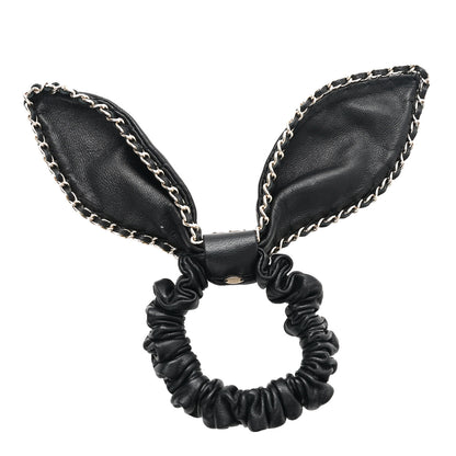 Chanel Lambskin Chain CC Hair Bow Tie Black Gold 3 of 4