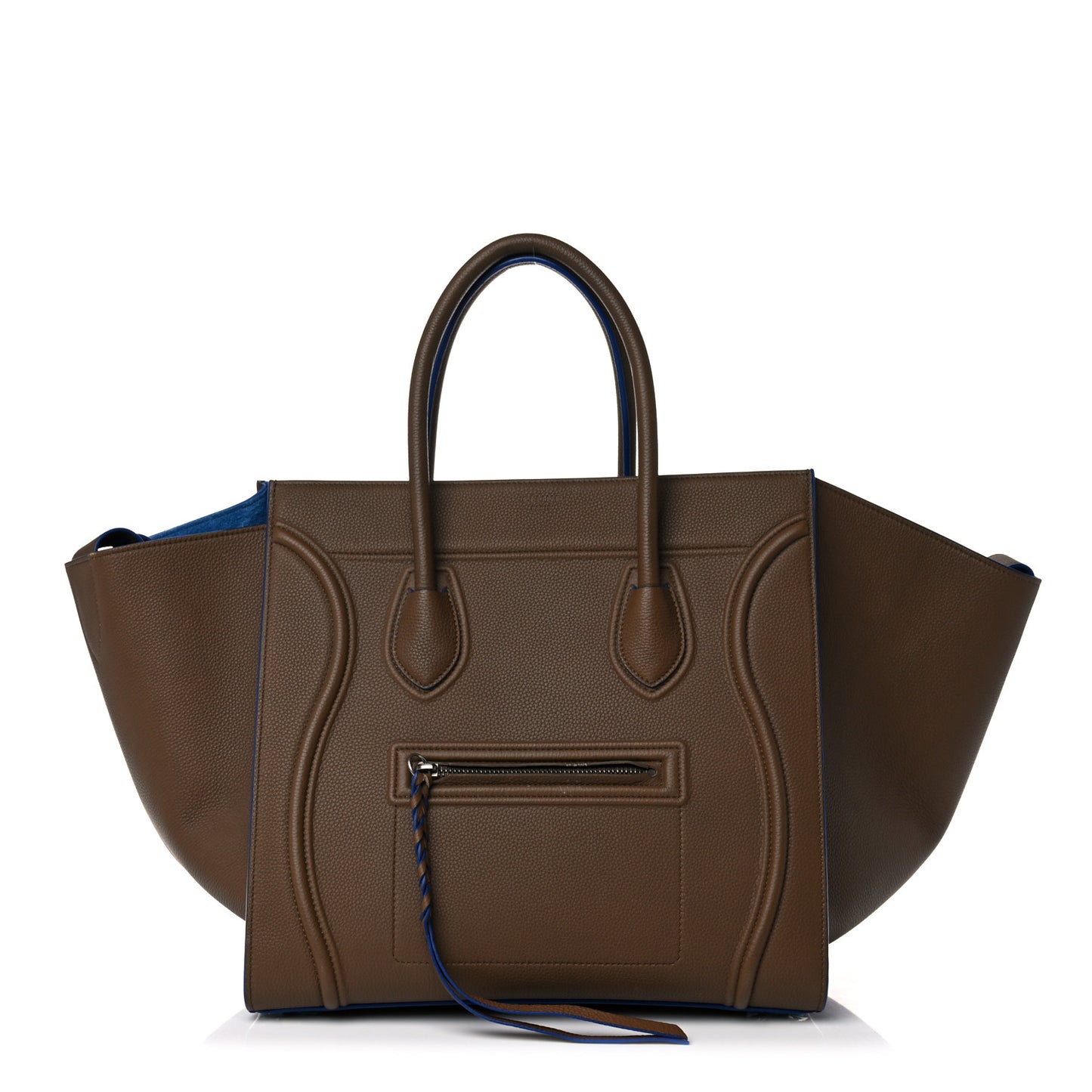 Baby Grained Medium Phantom Luggage Taupe Blue Trim