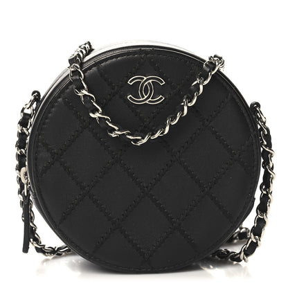 Chanel Lambskin Stitch Round Clutch With Chain Black 1 of 10