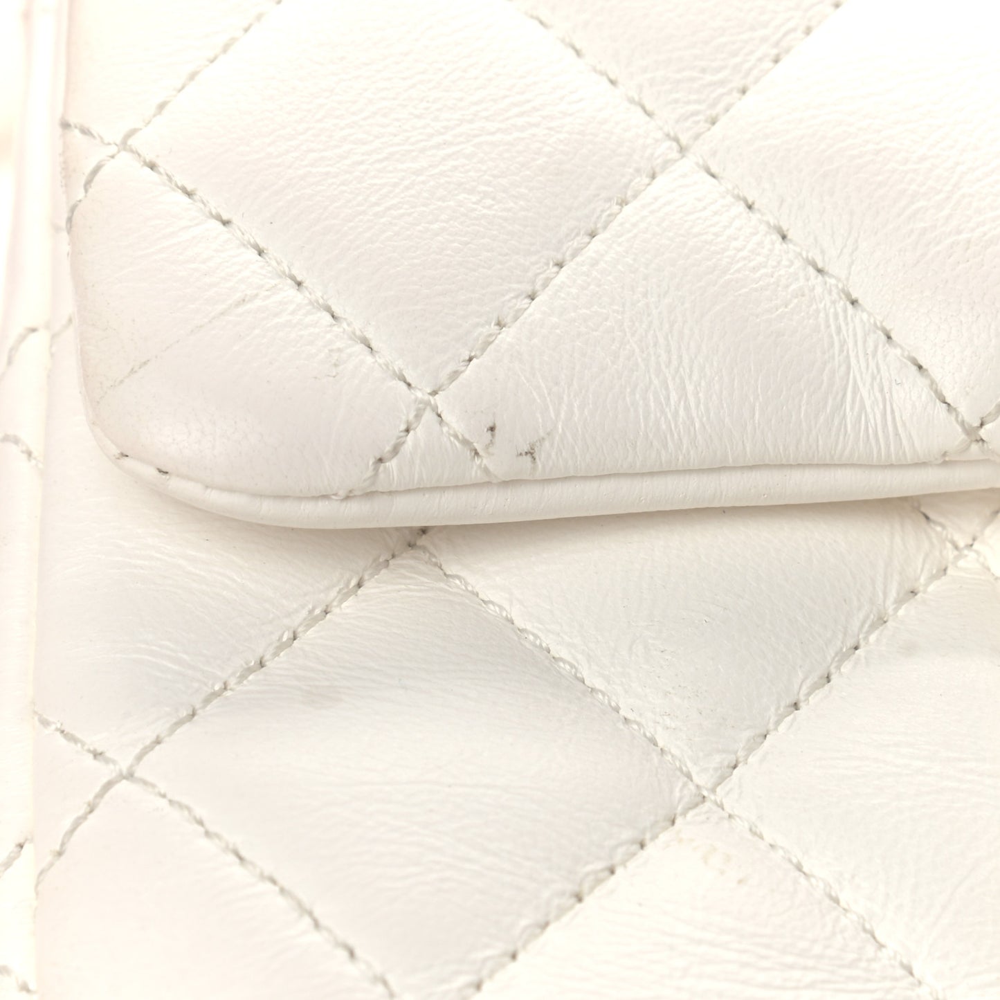 Lambskin Quilted Mini Romance Square Flap White