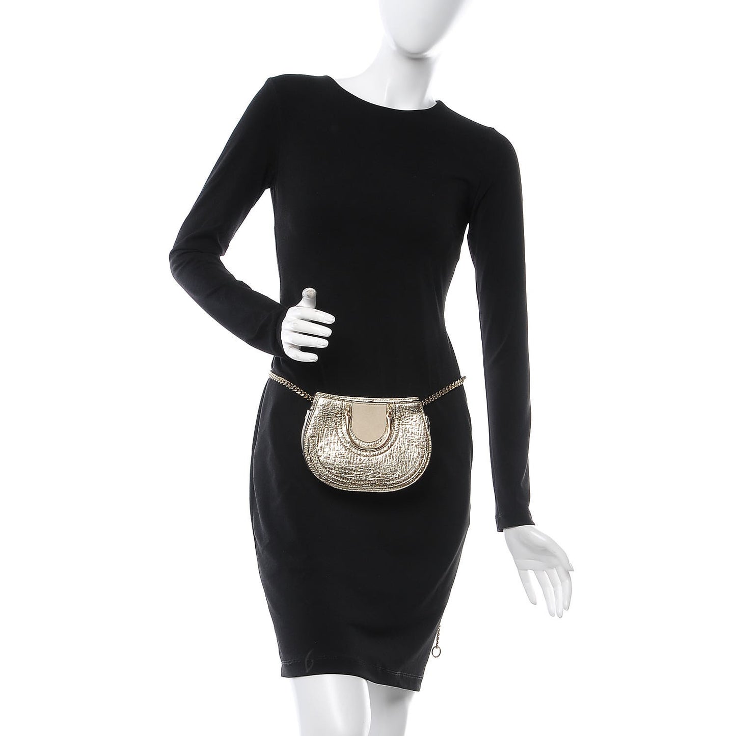 Metallic Calfskin Lambskin Suede Mini Pixie Signature Belt Bag Gold
