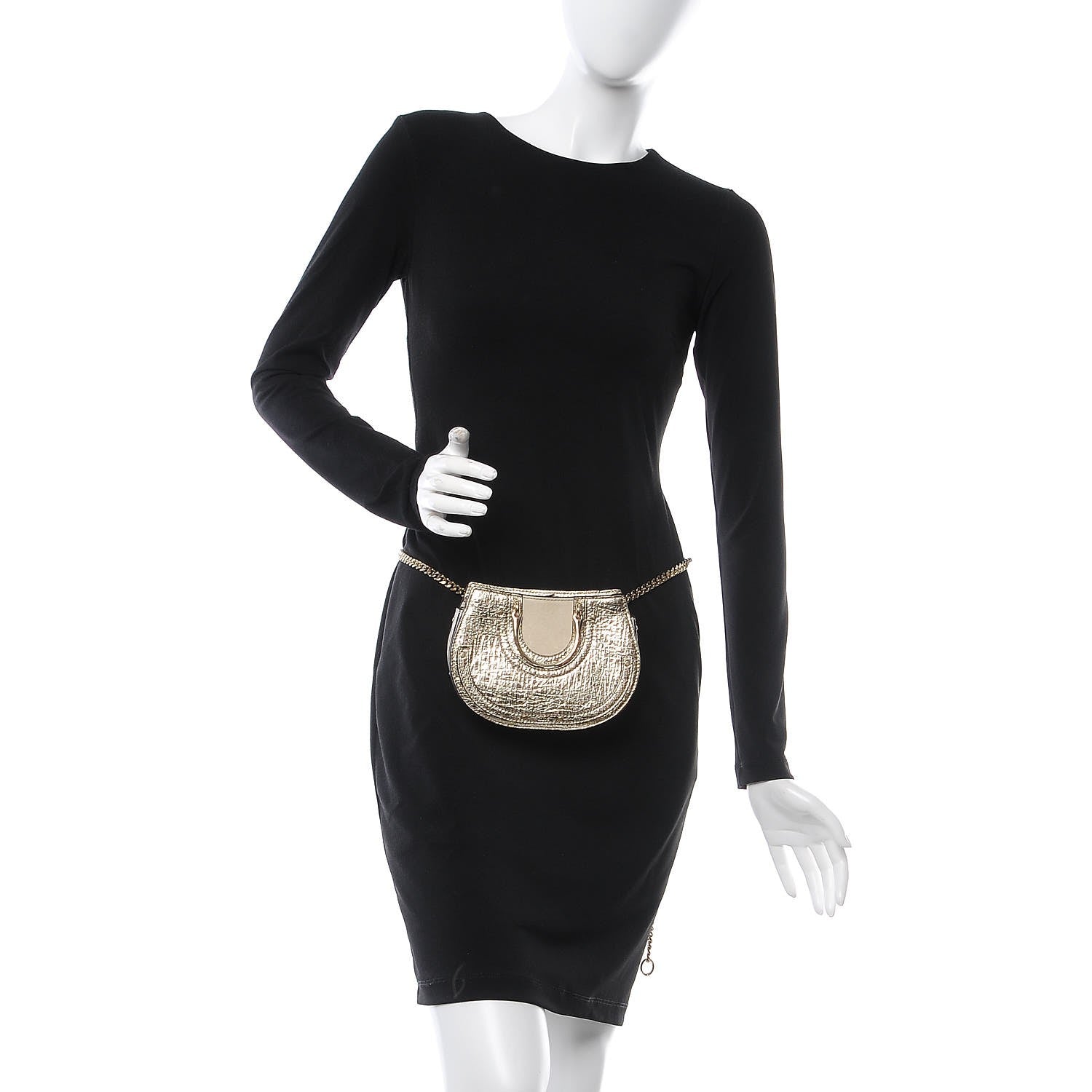 Chloe Metallic Calfskin Lambskin Suede Mini Pixie Signature Belt Bag Gold 2 of 8