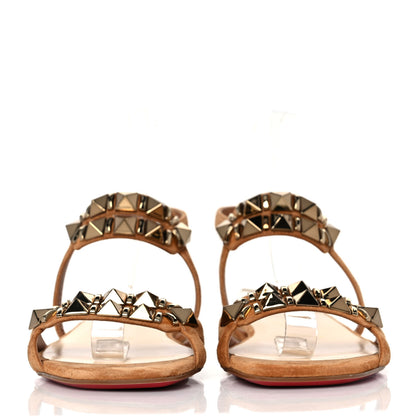 Christian Louboutin Veau Velour Galerietta Flat Sandals 36.5 Bronze 2 of 8