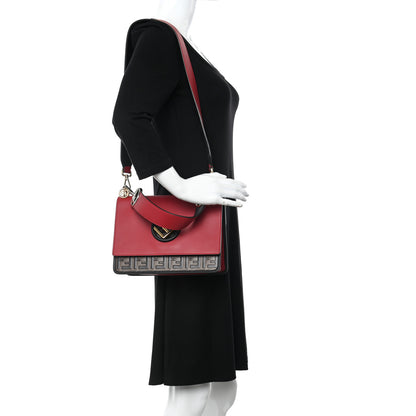 Fendi Vitello Century F is Fendi Bi-Color FF 1974 Embossed Kan I Shoulder Bag Fragola Maya Black 2 of 10