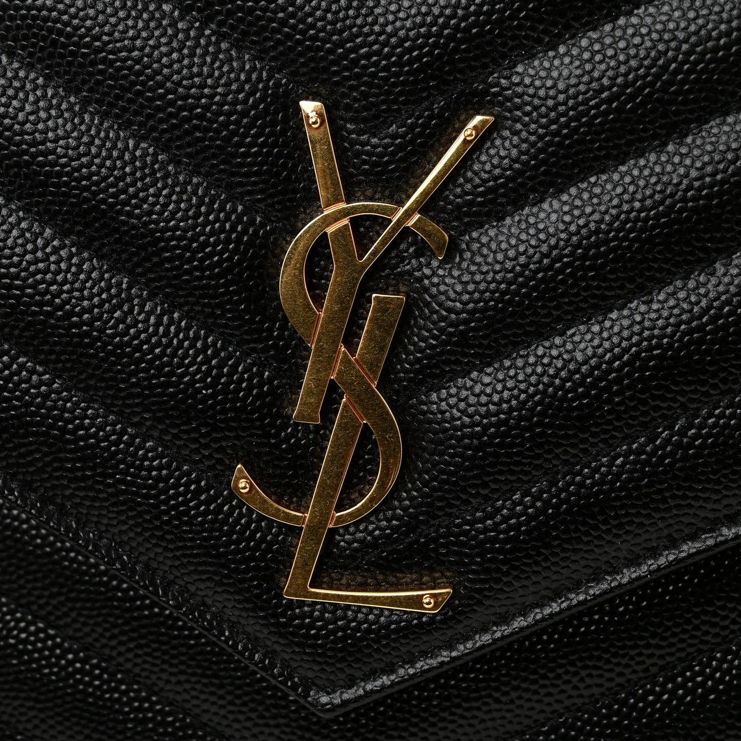 Grain De Poudre Matelasse Chevron Monogram Envelope Clutch Black