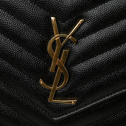 Saint Laurent Grain De Poudre Matelasse Chevron Monogram Envelope Clutch Black 8 of 9