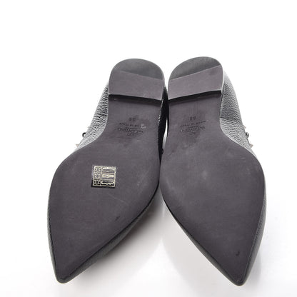 Valentino Garavani Pebbled Calfskin Onyx Rockstud Rolling Ballerina Flats 39 Black 5 of 10