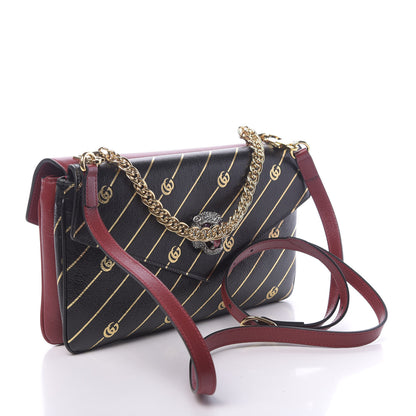 Gucci Calfskin Diagonal GG Medium Thiara Double Envelope Shoulder Bag Black Red 3 of 12