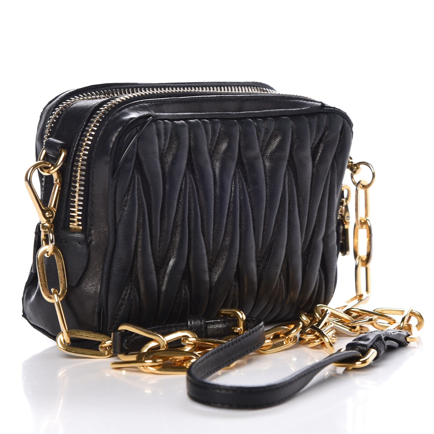 Miu Miu Nappa Matelasse Chain Crossbody Black 3 of 16