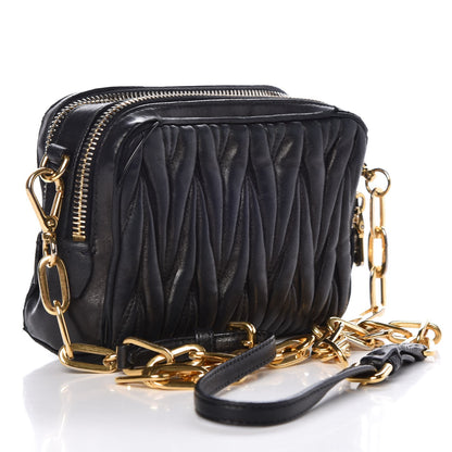Miu Miu Nappa Matelasse Chain Crossbody Black 3 of 16