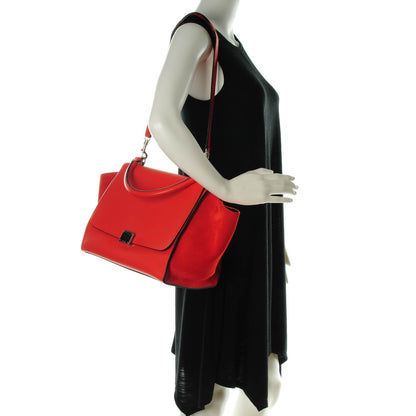 Celine Drummed Calfskin Suede Medium Trapeze Vermillion 2 of 7