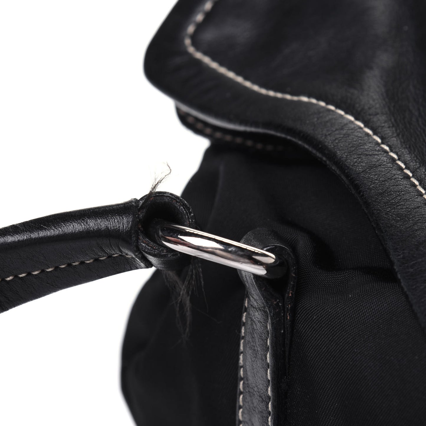 Tessuto Nylon Vitello Foldover Pushlock Satchel Black