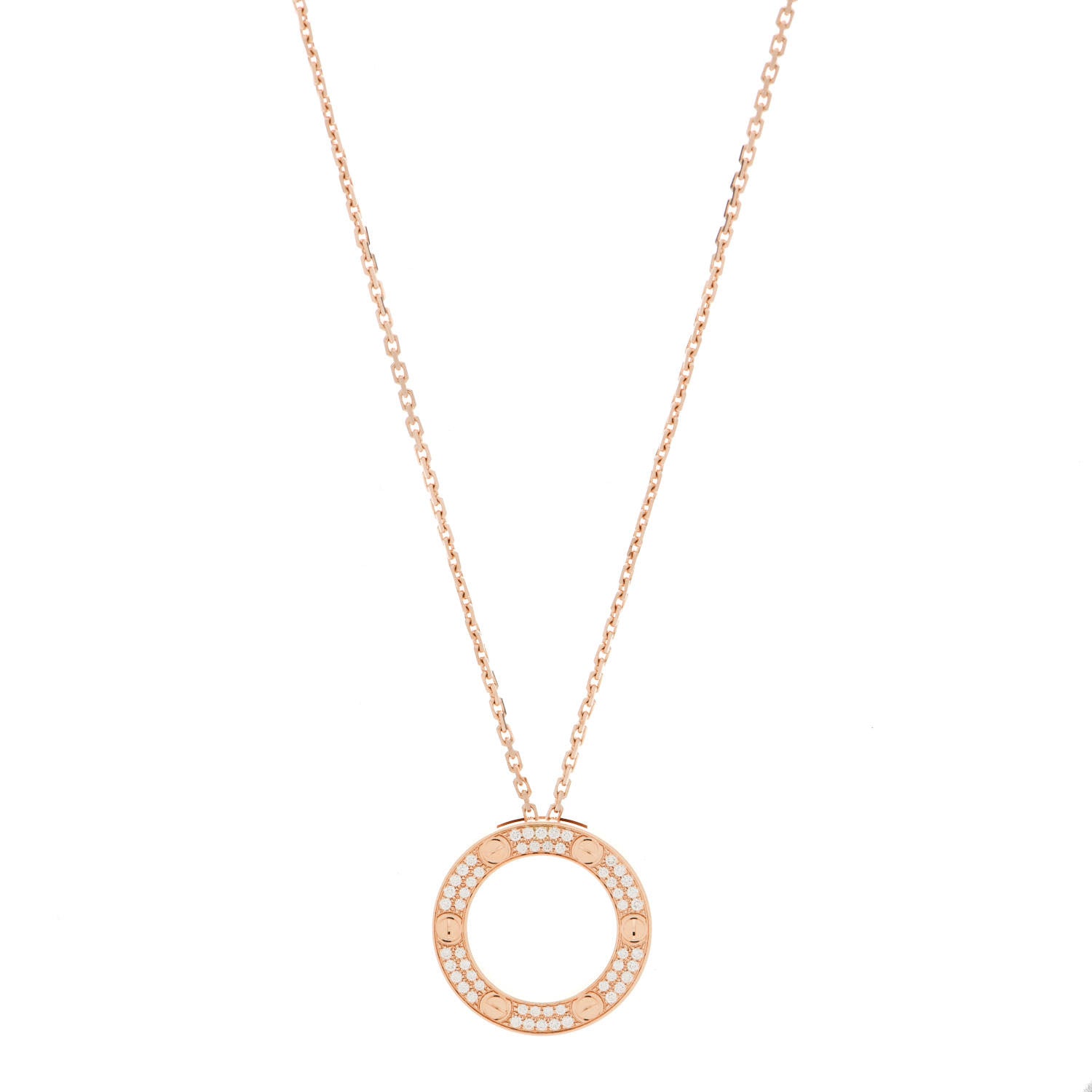 Cartier 18K Pink Gold Diamond LOVE Paved Necklace 1 of 6