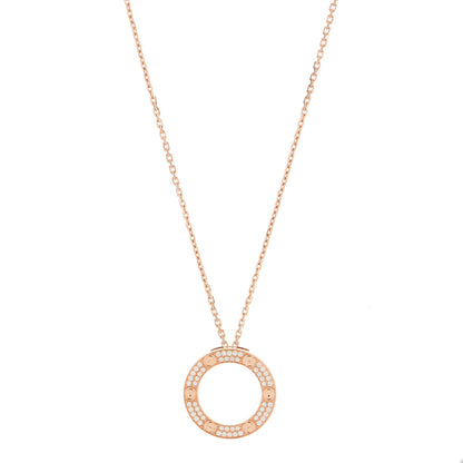 Cartier 18K Pink Gold Diamond LOVE Paved Necklace 1 of 6