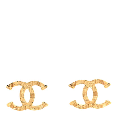 Chanel Metal Textured CC Earrings Gold 1 of 5