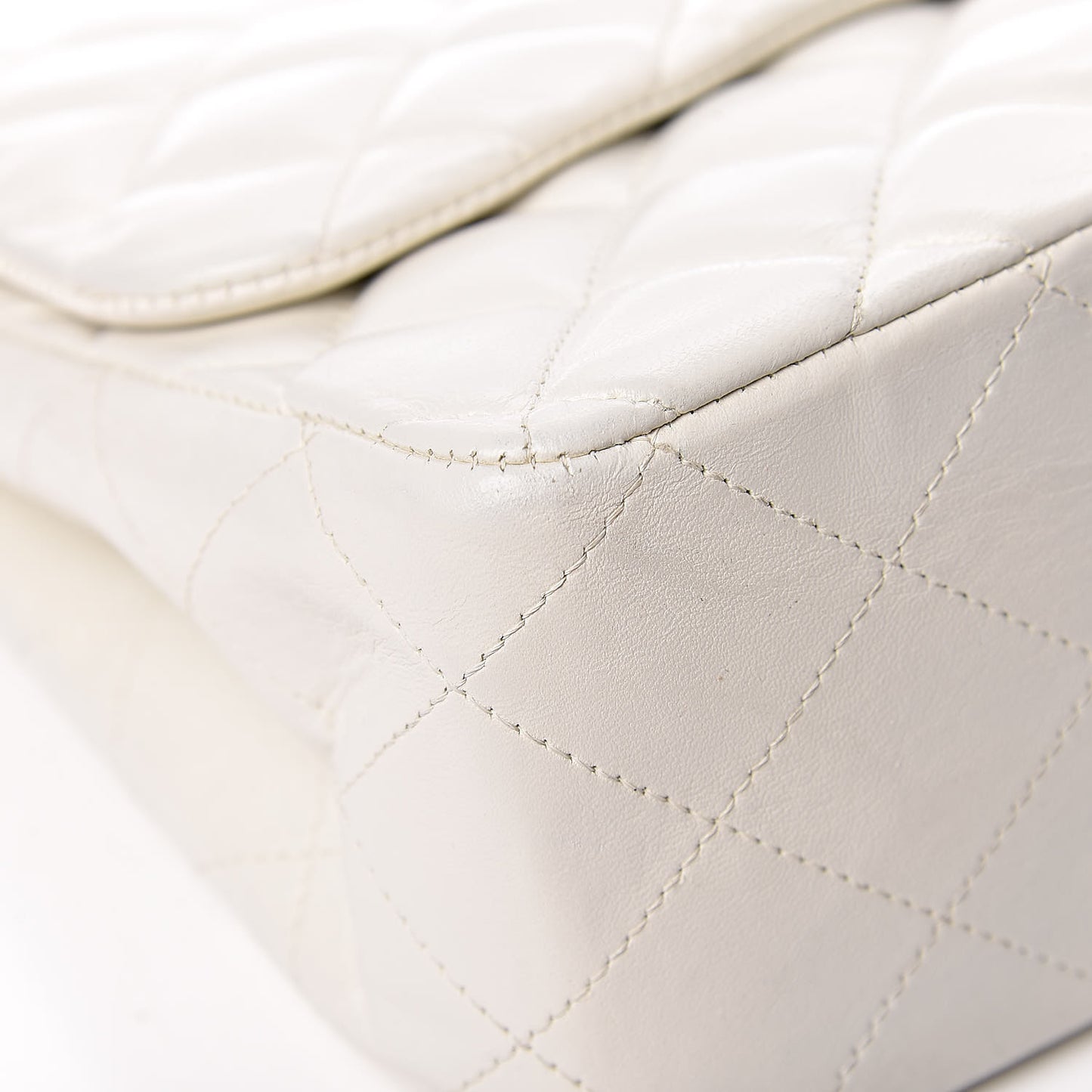 Lambskin Quilted Jumbo Single Flap White