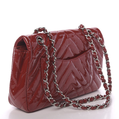 Chanel Patent Chevron Quilted Medium Single Flap Red 3 of 11