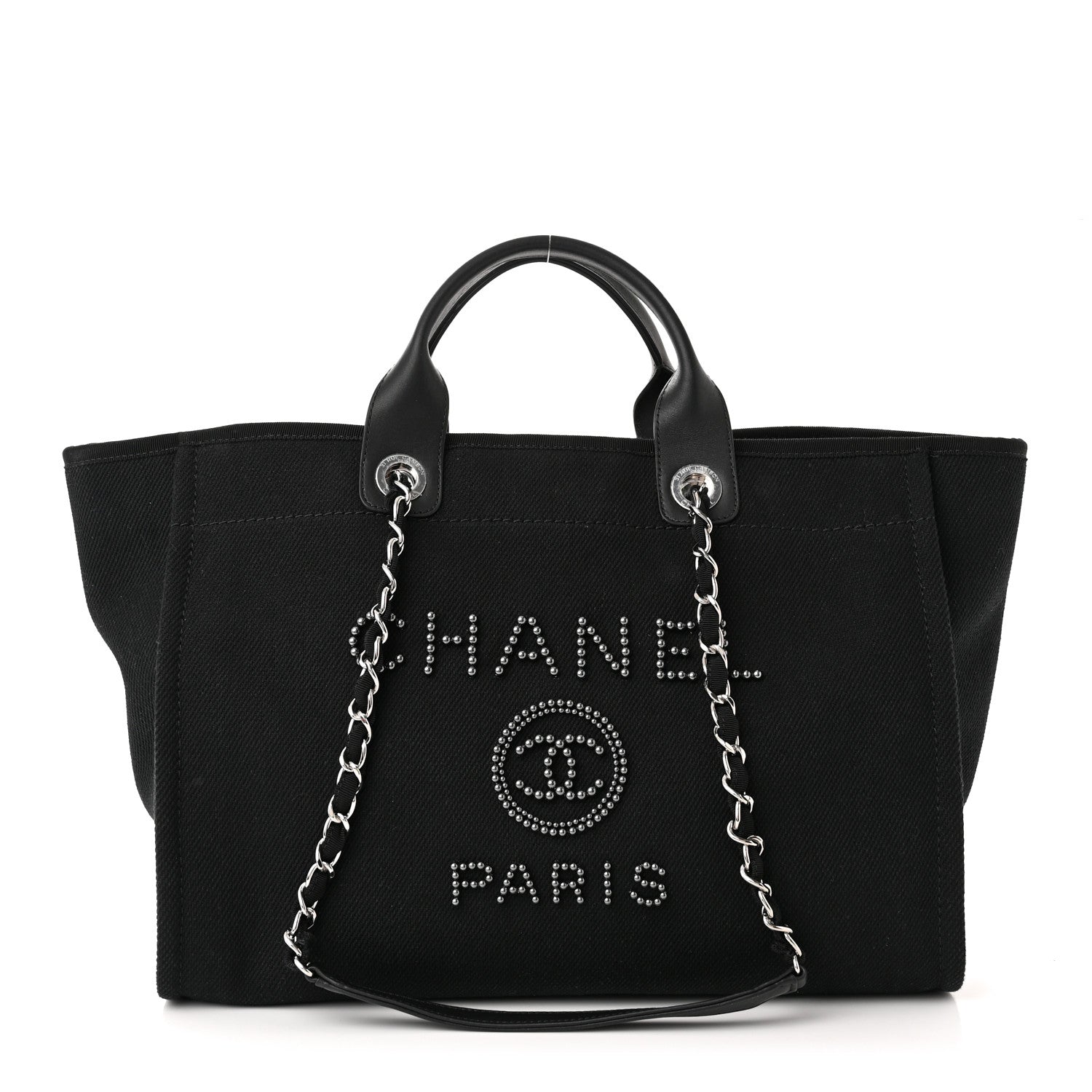 Chanel Canvas Pearl Medium Deauville Tote Black 1 of 10