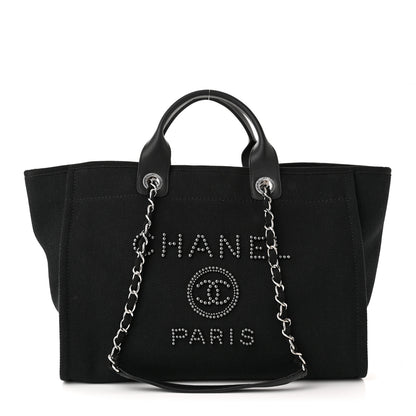 Chanel Canvas Pearl Medium Deauville Tote Black 1 of 10
