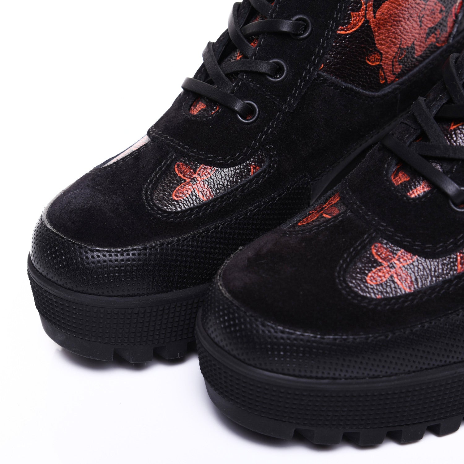 Louis Vuitton Suede Calfskin Catogram Laureate Platform Desert Boots 37 Black Marron 6 of 9
