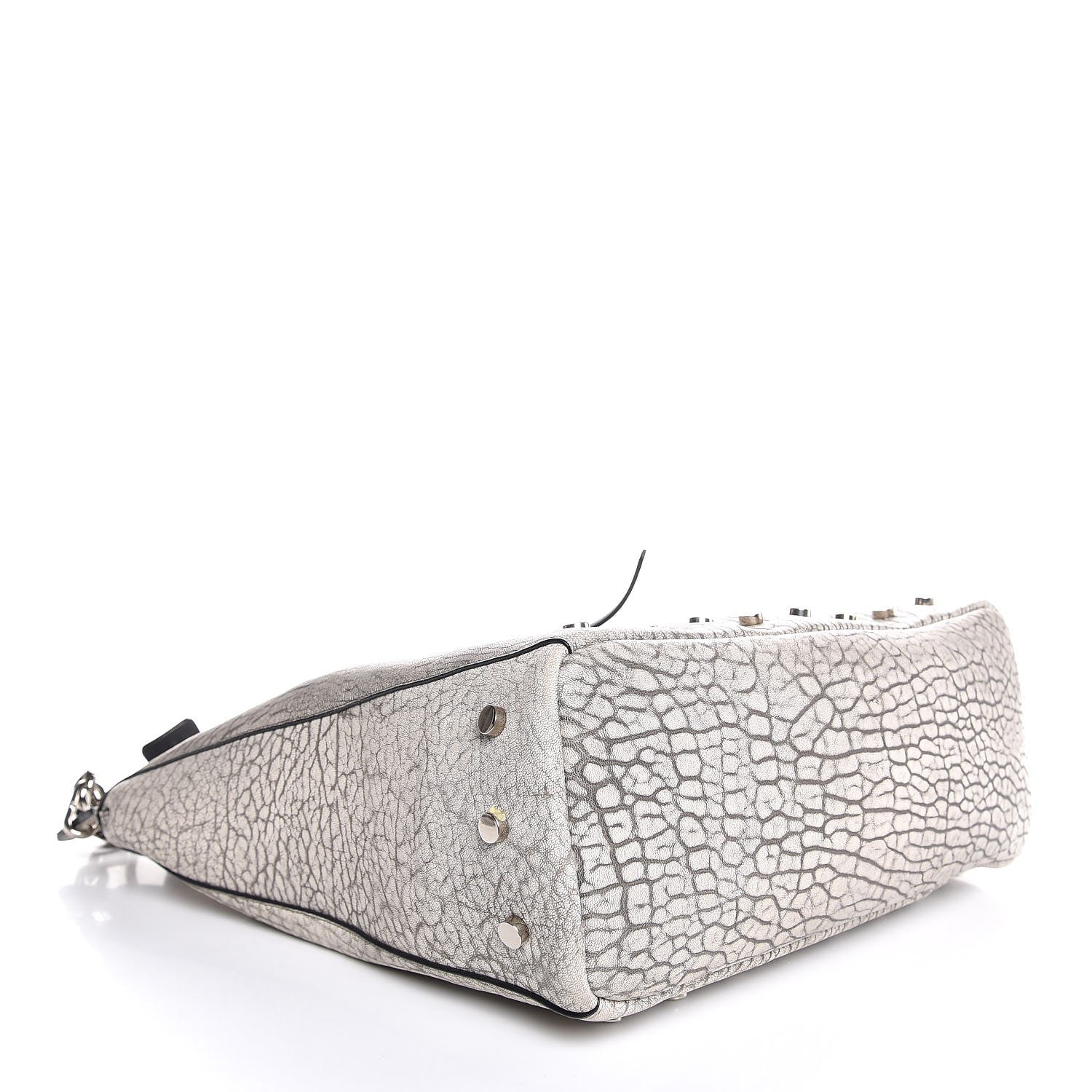 Jimmy Choo Washed Grainy Lambskin Studded Raven Hobo White Black 4 of 8
